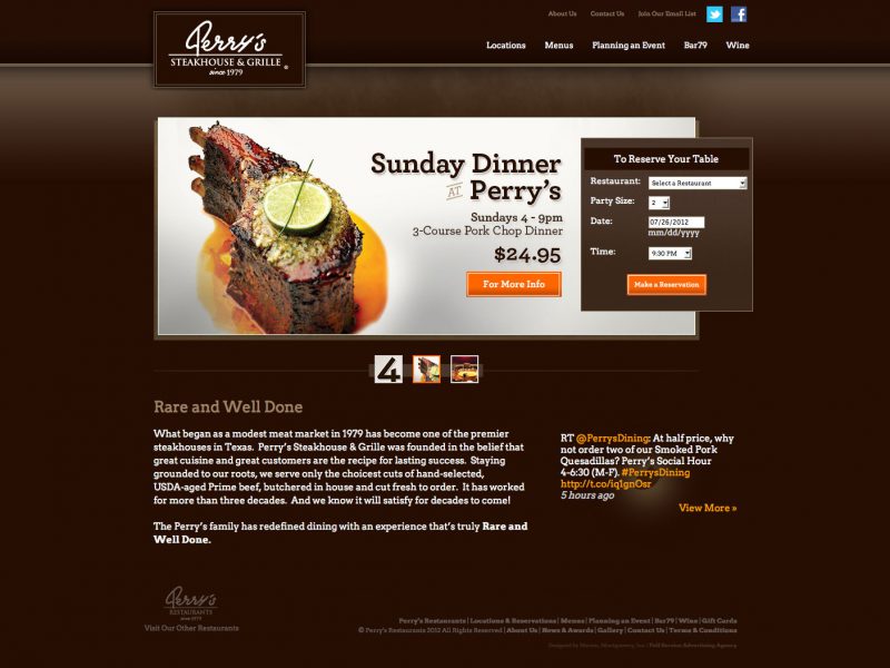 2012 Perry's Steakhouse & Grille Home Page