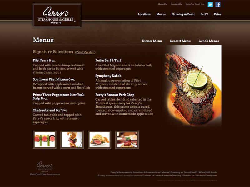 2012 Perry's Steakhouse & Grille Menu Page