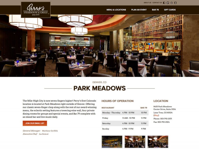 Perry's Steakhouse & Grille - Location - Desktop