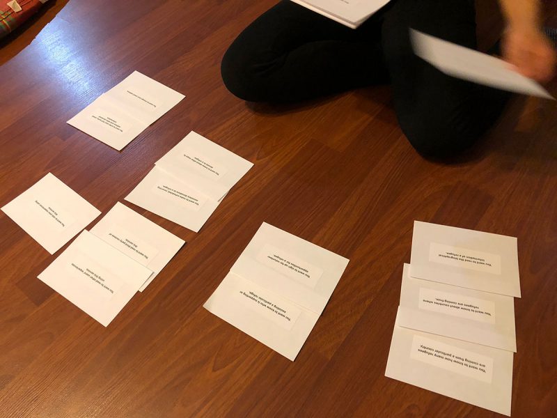 User Sorting Task Cards on Floor