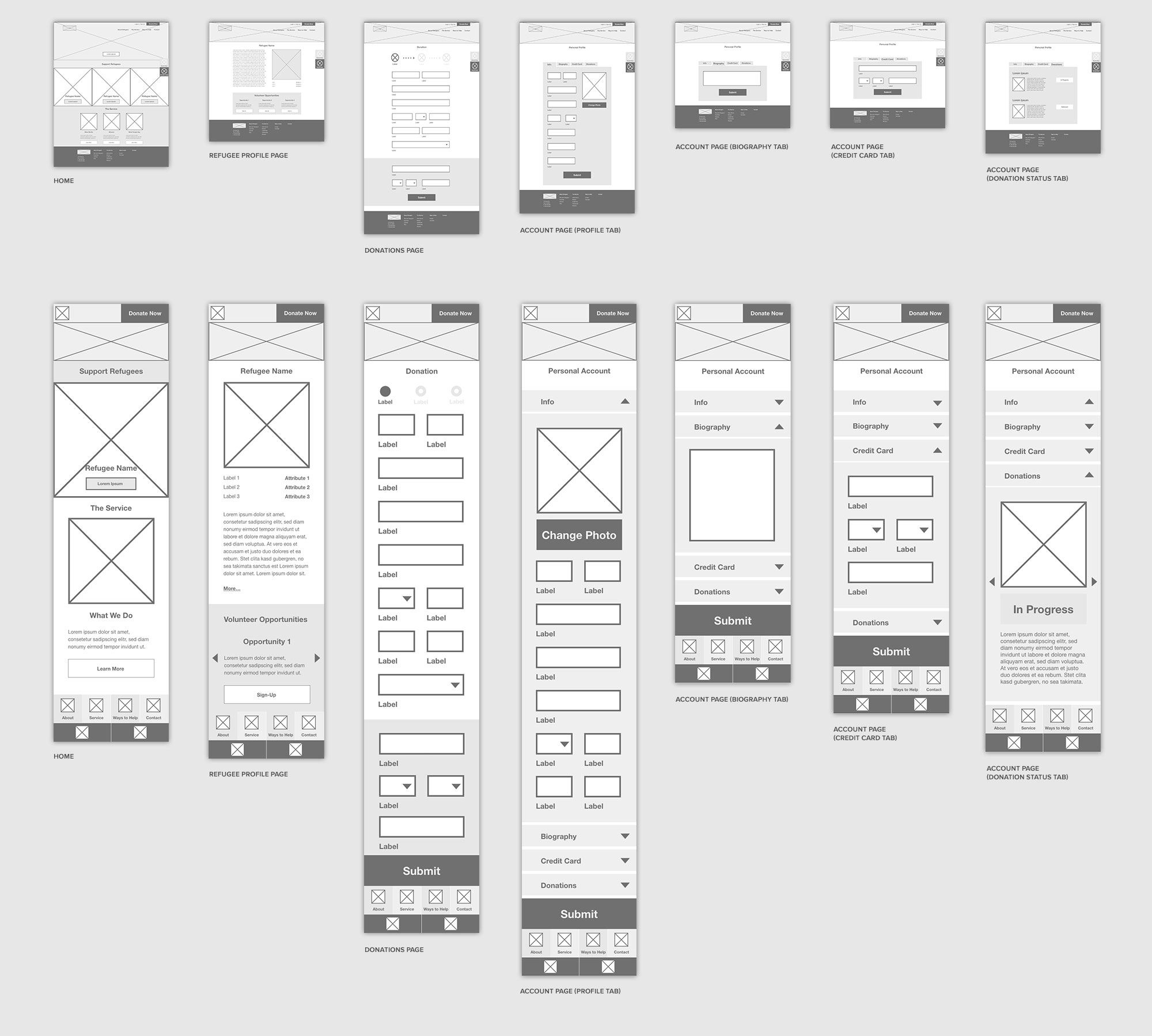 Wireframes for Sojourner's Spring