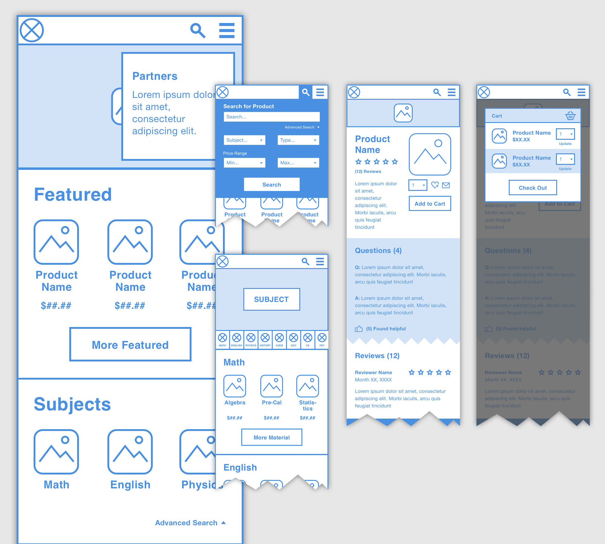 Wireframe for Mobile eCommerce Experience