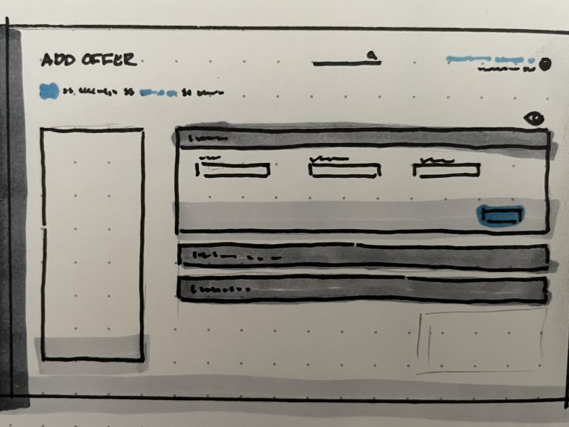 Hand-drawn Wireframe of Web-based UI