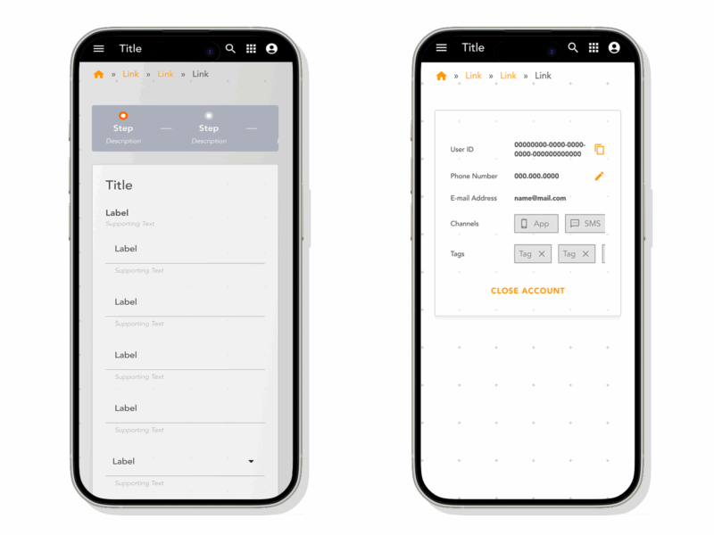 Design System Library Mobile Layouts for Add Process and User Details