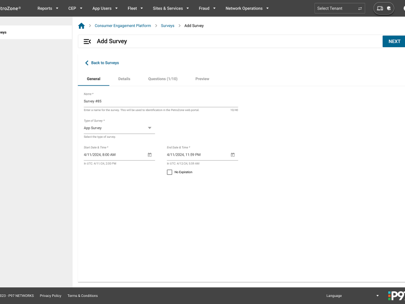 Editing General Information in Survey UI