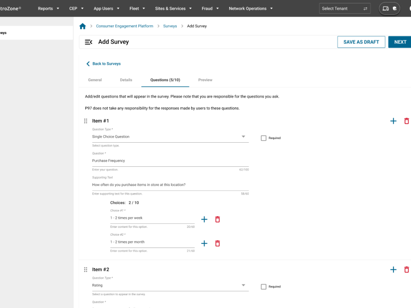 Editing Questions in Survey UI