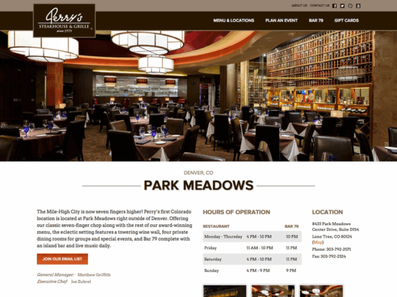 Perry's Steakhouse & Grille Location UI