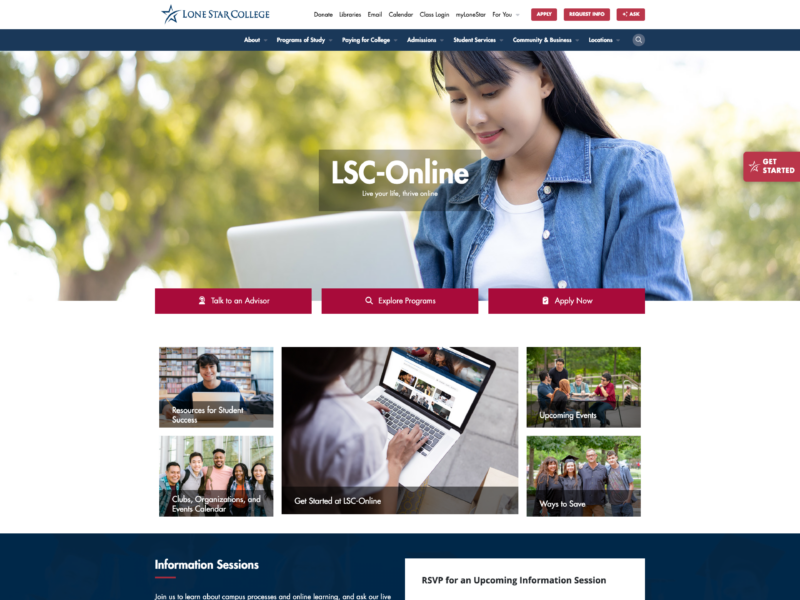 Lone Star College - Online - Current Home Page UI
